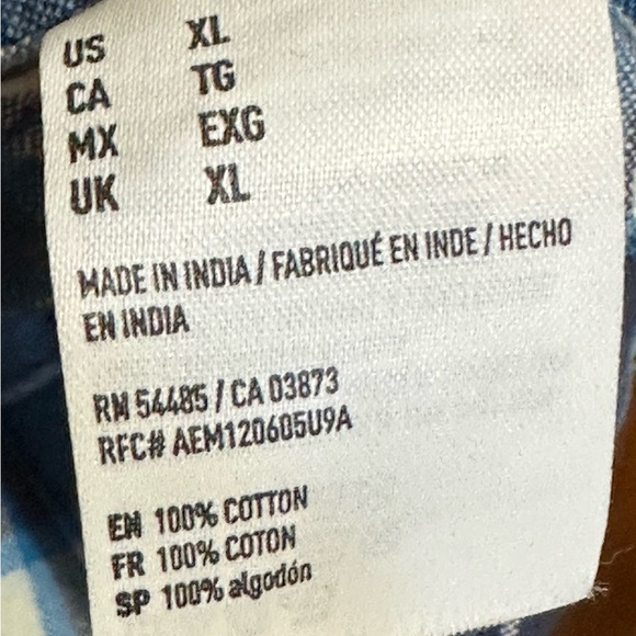 AMERICAN EAGLE OUTFITTERS MENS BLUE PLAID SERIOUSLY SOFT L/S SHIRT SIZE XL - Picture 3 of 6